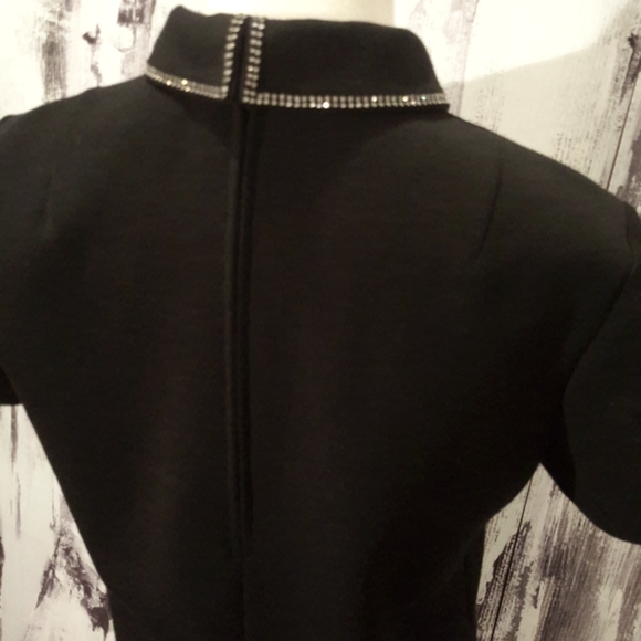 RARE Vintage Professionally Tailored Elegant Rhinestone Neckline Black Tie Top S - Picture 8 of 16